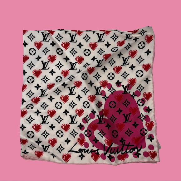 Louis Vuitton Pink and White Logo Scarf 45 - Picture 2 of 4